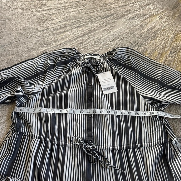 Everlane Stripe Maxi Dress black white stripe tencel tie waist modest medium new - Picture 12 of 15